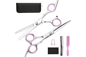 Fcysy Professional Hairdressing Scissors Set - 6” Hair Thinning Scissors and Accessories for Women & Men