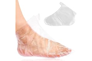 MAKOTO NOBU 100 Piezas Calcetines Desechables de Plástico para Pedicura de Pies, Forro de Baño de Parafina para Pies Botines Desechables para Spa, Calcetines Transparentes para Máscara de Pies