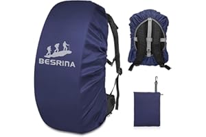 Besrina Backpack Rain Cover (15-90L),Upgraded Non-Slip Cross Buckle Strap & Reflective Waterproof Rucksack Cover for Hiking Camping Traveling Cycling
