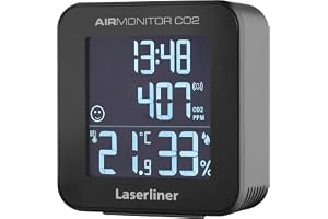 Laserliner – luftkvalitetsmonitor – övervakar inomhusluften – CO2 – PM2,5 – PM10 – luftfuktighet – organiska ämnen – schweizisk noggrannhet