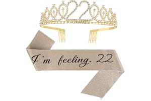 ruggito "Im Feeling 22" Sash & Rhinestone Tiara Set,22th Birthday Gifts Birthday Sash for Women Fun Party Favors Birthday Party Supplies