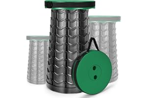 HIGSPE Sgabello Pieghevole Portatile, Sedia Portatile Regolabile in Altezza 6,5~45 cm, Sedie da Campeggio Telescopico per Esterni, Pesca, Barbecue, Carico Massimo 180kg /397lb