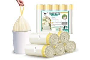 Foyer Nuage 90 Sacs Poubelle 10L avec Cordon de Serrage - Sacs Résistants Anti-Déchirure - pour Bureau, Chambre, Cuisine, Salle de Bain - 45x50 cm - Lot Économique