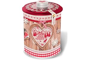 ANTICO CAFFE' NOVECENTO DV France | Latta Tonda Metallo Inverno Biscotti Frollini Galettes Fior di Sale - 264 Gr | Biscotti Latta Metallo | Biscotti Burro Salato