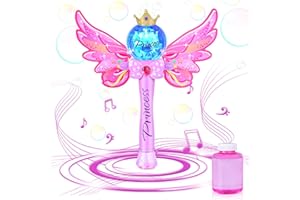 Ulikey Bulles de Savon Enfant, Machine à Bulles Baguette Magique de Fée, Jouet Pistolet Bulles avec Musique et Lumières Jeux Bulles Bubble Portable pour Les Filles