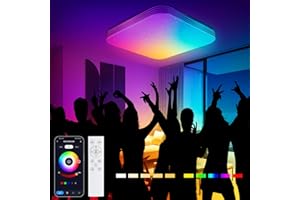 T-SUN RGB Dimmable Square LED Ceiling Light, 36W LED Ceiling Lights for Bedroom with Remote Control/App Control Color Changing for Bathroom Bedroom Kitchen Porch Living Room Ø30cm