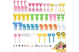 SALADOCY Tenedores de Frutas Lindas, 60 Piezas Mini Tenedores Plástico en Forma de Animales, Reutilizables, Decoración Cupcakes Postre Cócteles Fiesta en Casa