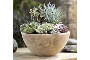 Dekoleidenschaft Pflanzschale Herz aus Terracotta mit Antik Finish, Ø 32 cm, Blumenschale, Pflanzgefäß, Garten-Deko für Draußen,