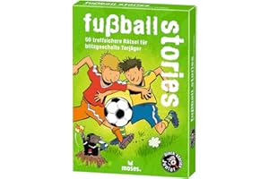 MOSES. VERLAG GMBH black stories Junior - fußball stories | 50 treffsichere Rätsel für blitzgescheite Torjäger | Das Rätsel Kartenspiel für Kinder ab 8 Jahren