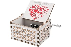 HLZK Carillon in legno con incisione "Can't Help Falling in Love", regalo romantico per Natale, anniversario, San Valentino, compleanno, per fidanzata, moglie, donna, regalo romantico per Natale e
