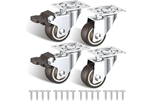 HOLKIE 38 mm Ruedas para Muebles Pesados - Capacidad total 90 kg - Ruedas giratorias que No Dejan Marcas - por juego de 4 (2 con freno y 2 sin freno)