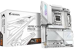 GIGABYTE TECHNOLOGY GIGABYTE Placa Base X870E AORUS Pro Ice - Compatible con CPUs AMD Ryzen 9000, VRM Digital de 16+2+2 Fases, hasta 8000MHz DDR5 (OC), 3xPCIe 5.0, Wi-Fi 7, LAN 2.5GbE, USB 4