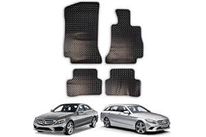 CAR MAT CO Car Mats for Mercedes C-Class (2014-2021) [W205/S205] [Saloon/Estate] Tailored Fit Rubber Floor Mat Set Accessory Black Custom Fitted 4 Pieces with Clips - Anti-Slip Backing, Heavy Duty & Waterproof