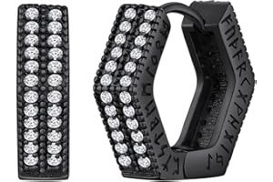 FaithHeart Pendiente Vikingos Runas Plata de Ley 925 Hombre Pendientes Circonitas Brillantes Joyería Amuleto