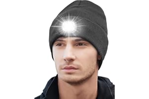 humpun Beanie hat with Light, 6 LEDs Rechargeable LED hat with Light Built in for Men Dad Women Her, Perfect Unisex Winter Christmas Warm Gifts for Men Dad Women, Knit Beany Hats, Head Torch New Year