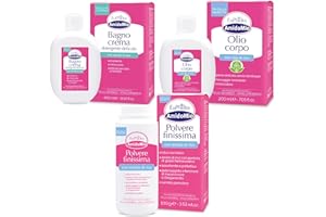 Euphidra - Kit Benessere e Idratante Baby, con Polvere Finissima, Bagno Crema e Olio Corpo, a Base di Amido di Riso, Lenitivo e Protettivo, Ideale per la Pelle Delicata di Neonati e Adulti