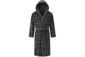 ADORE HOME Mens Hooded Fleece Dressing Gown Soft Cosy Warm Bathrobe Hood