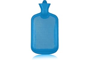 HW CASA Borsa per acqua calda con copertura per alleviare il dolore, borsa dell'acqua calda per crampi mestruali, borsa dell'acqua calda classica da （1,8） litri (blu)
