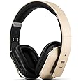 Over Ear Wireless Bluetooth Headphones with Mic - August EP650 - Custom App for Easy EQ Sound Control, aptX Low Latency, NFC, Rich Bass Clear Sound, 30 days Stand By High-Performance Comfort [Gold]