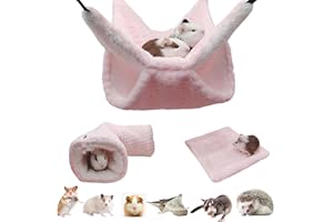 bebeibon Kleintierbett 3 Stück, Stockbett Zuckergleiter Hängematte, Kleintiere Käfig Zubehör Bettwäsche Weiche und Warme Tunnel mit Haken für Chinchilla, Hamster, Eichhörnchen, Igel small Animal