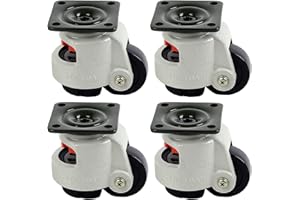 BEAUTYBIGBANG Schwerlast Rollen Lenkrollen 50mm Werkbank Werkstatt Maximal Belastbar 1000kg, 4 STK Einziehbare Nivellierrolle Industrielle Maschine Nivellierung Nachlauf für Prowerkbank