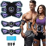ABS Stimulator EMS Muscolare, Ricaricabile Elettrostimolatore Muscolare Addominali Elettrico con 10 Cuscinetti di Gel di Rica