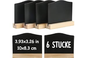 DONQL 6 Pezzi Mini Lavagna Piccola,10 x 7.2cm Lavagnette Segnaposto con Cavalletto,Mini Lavagna da Tavolo,Lavagnette per Buffet Numeri Ristorante Matrimoni Feste Cartellini Alimentari (6)