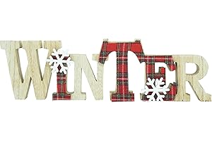 HEITMANN DECO Scritta in legno invernale – rosso/naturale – ca. 32 cm