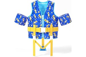 DOOHALO Kids Swim Vest with Safety Strap Arm Toddler Swimming Aid Float Vest with Arm Band Swimming Training Vest for Boys Girls 10-21KG 1-6 years old