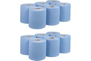 Bargain Factory Blue CENTREFEED Rolls 2 PLY 12 Pack Paper Towels Hand Towel Tissue Premium Quality Wall Mounted Lockable Rolls 100m