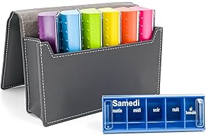 Anabox - Pilulier Semainier de Luxe Arc-en-Ciel - 7 Jours - 5 Cases par Jour - Étui Inclus - Format Voyage avec 7 Piluliers Détachables - Solide et Pratique - Sans BPA