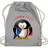 Shirtracer - Turnbeutel Rucksack - Schulanfang & Einschulung Geschenk - 1. Schultag 2024 Pinguin Schultüte Buch