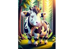 NAIMOER Cow Diamond Painting Kits for Adults, DIY Full Drill 5D Diamond Art Froest Diamond Painting Animals Perfect for Relaxation and Home Wall Decor 30x40cm