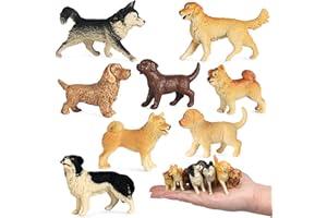 iftnotea 8PCS Small Dog Figurines for Kids Puppy Toy Figures with Shiba Inu Golden Retriever - Cake Toppers Christmas Birthday Gift for Toddlers