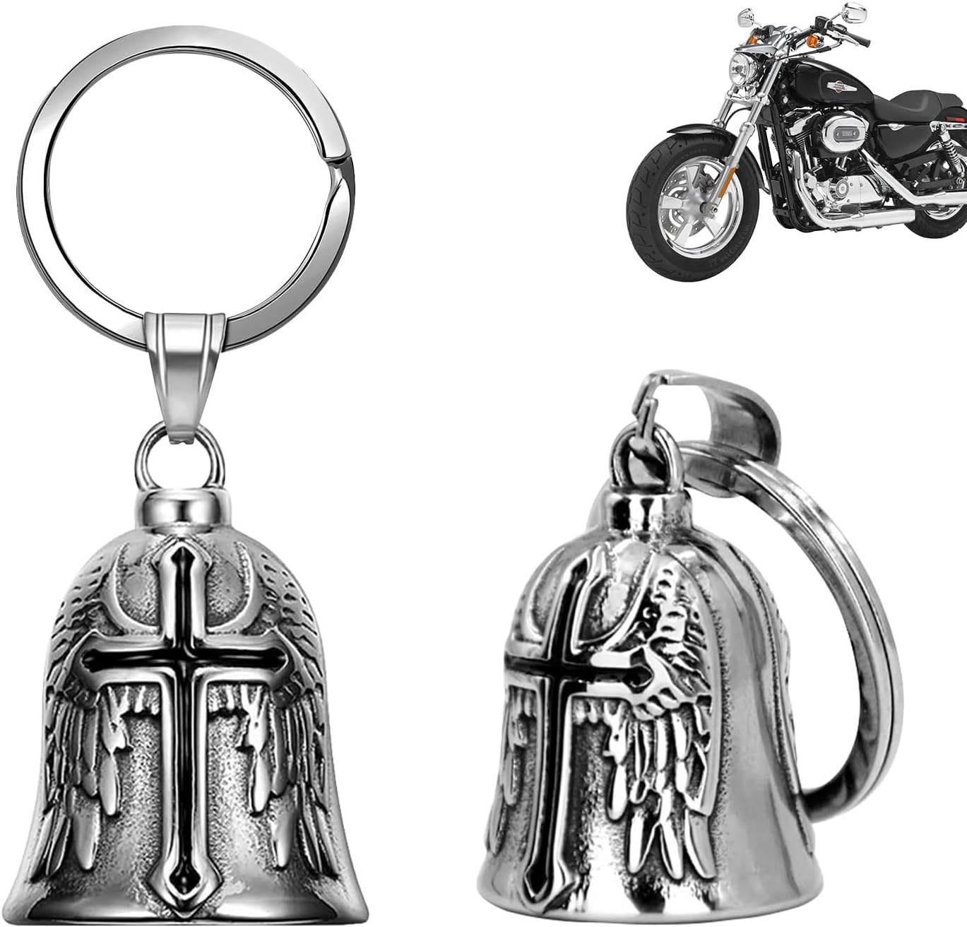 XNZMYN 2 Piezas Llavero Moto Campana Guardiana | Personalizado | Anillo Colgante | Motocicletas, Vehículos Eléctricos, Bicicletas, Coches | Amuleto de Protección y Buena Suerte