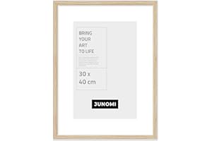 JUNOMI® Marco de fotos de madera de 30 x 40 cm, color roble, con cristal acrílico irrompible, marco de fotos de madera