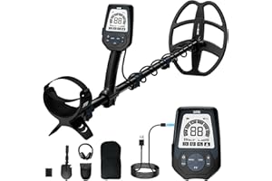 SUNPOW Detector de Metales Profesional para Adultos Recargable: 6 Identificadores de Metales, Bobina Impermeable IP68, Pantalla LCD, Detector de Metales para Búsqueda de Tesoros en la Playa
