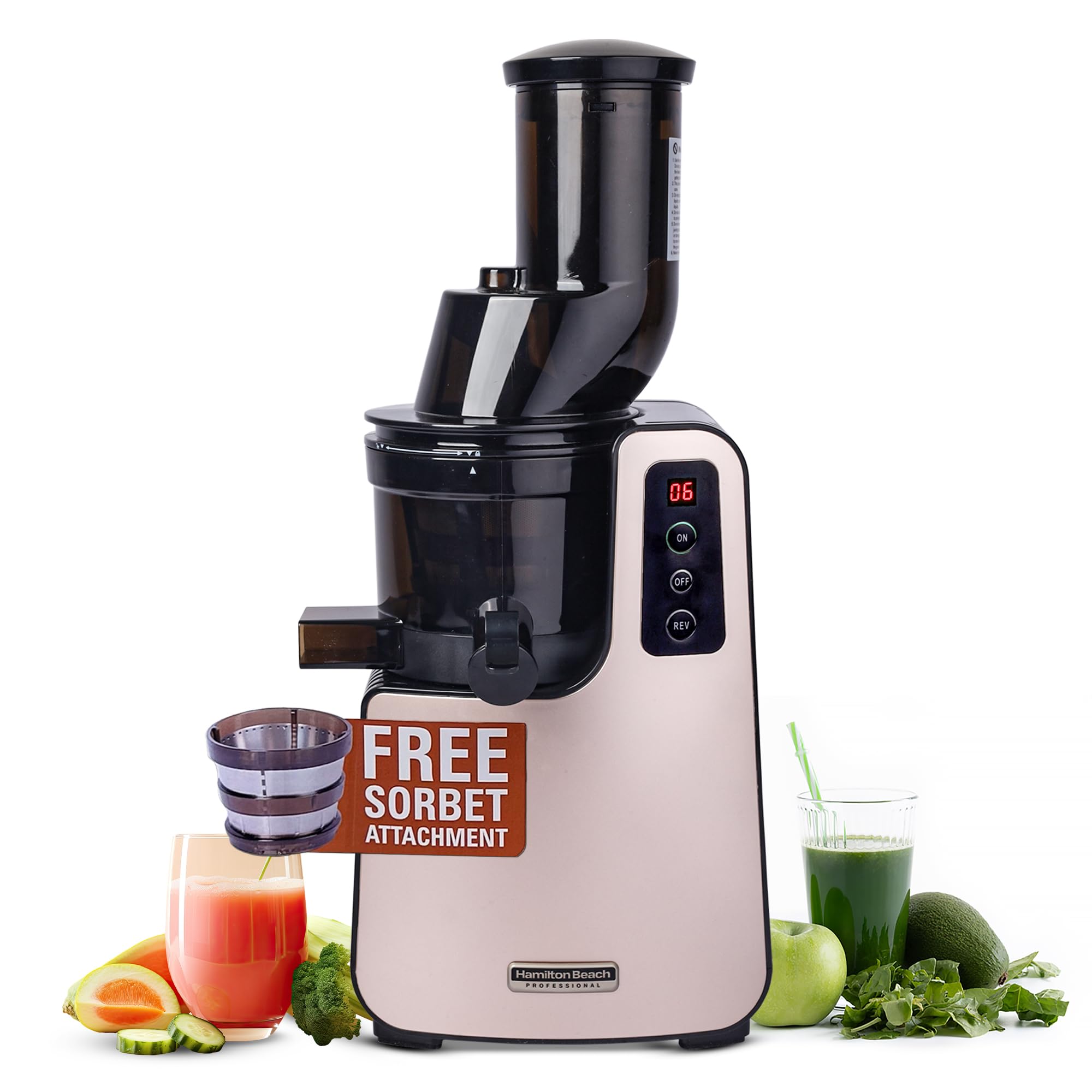 Hamilton Beach Professional Cold Press Slow Juicer Review: FREE Sorbet Attachment & Smart PurePress Technology