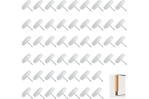 TASSFROO 50 PCS Patins Glisseurs en Plastique avec Clou, 20 mm Patins Chaise a Clouer pour Meubles Patin Glisse Rond Anti Bruit pour Chaise Tableau Bureau Salon Chambre Etude, Blanc