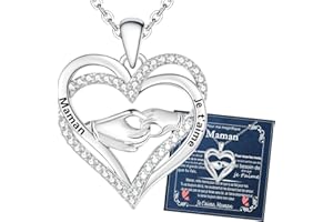 Gkmamrg Cadeau Maman - Cadeau fete des Meres - Argent Sterling 925 Pendentif D'amour pour Maman Colliers Cadeaux