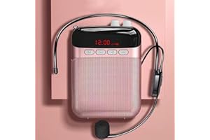 BANGMINDA Amplificateur Voix Portable avec Microphone Casque 2400mAh LED Amplificateur de Voix pour Enseignants Système de Sonorisation Puissant pour Guides Micro Haut Parleur pour Réunion Classe, Rose
