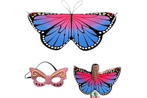 EQLEF Ailes de Papillon Enfant, Cape Papillon Enfant Lead Band Enfants Déguisement Ailes de Fée Papillon Ailes de Papillon Ailes Papillon Filles Fantaisie Robe Party Play Party Like 3 - 8 Ans (bleu poudre)