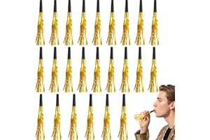 Sumind 24 Pcs Gold Noise Makers Glitter Noise Makers Metallic Fringed Party Blowers for Adults Birthday Graduation Sporting Events 2026 New Years Party Favor Supplies
