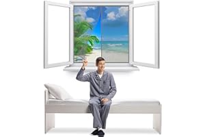 RTOTS Moustiquaire Fenêtre Magnétique 120 x 90 cm Fibre de Verre Moustiquaire Aimantée Sur Mesure de Porte Rideau de Porte Antimoustique 【Gris】