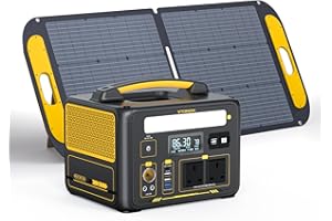 VTOMAN Jump 600X Portable Power Station with 1 * 110W Solar Panel - 600W/299Wh LiFePO4 Battery Solar Generator with 600W Constant-Power, PD 60W Type-C, Capacity Expandable for Camping, Home Backup