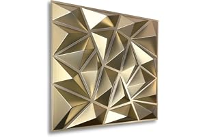 3D-paneler, 50 x 50 cm, PVC, plastpaneler, väggpaneler, spelrum, vägg, tak, 3D-utseende, 12 stycken 3 m² PVC 3D-plattor D099 champagneguld