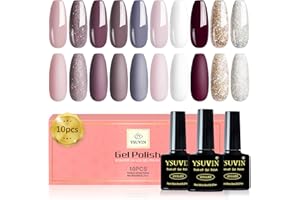 Yueshop Gel Nail Polish Set,10 Colors Nude Gel Polish Nude Pink Brown White Glitter Gold Sliver gel Nail Polish Soak off UV/LED Nude Nail polish Autumn Winter Manicure Set 8ml