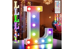 LEDIDO LED Buchstaben Lichter Alphabet,35 Farben Led Leuchtbuchstabe mit Fernbedienung, LED Brief Beleuchtung Buchstaben Nacht Lichter Dekoration für Geburtstagsfeier, Hochzeit, Kinderzimmer, Buchstaben L