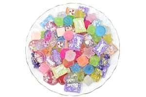 ULALAZA 50 pièces mignon slime charmes ensemble mixte résine Flatback faisant des fournitures pour bricolage artisanat fabrication et ornement Scrapbooking perles assorties bonbons fruits gâteau ornement