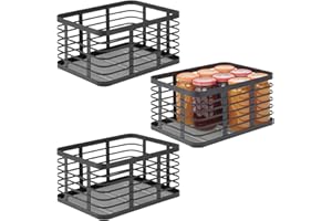 mDesign panier en métal polyvalent (lot de 3) – panier de rangement pour cuisine, garde-manger, salle de bain, etc. – corbeille de rangement universelle et compacte – noir